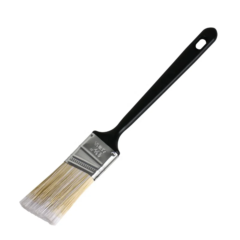 Best Price Angle Sash White And Yellow PET Paint Brush With Black Plastic Handle
