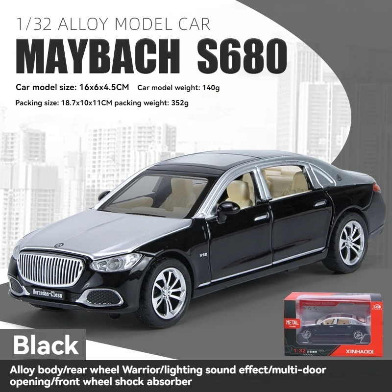 Модель автомобиля 1:32 benz Maybach S680 со звуком и светом металлическая модель игрушки украшение