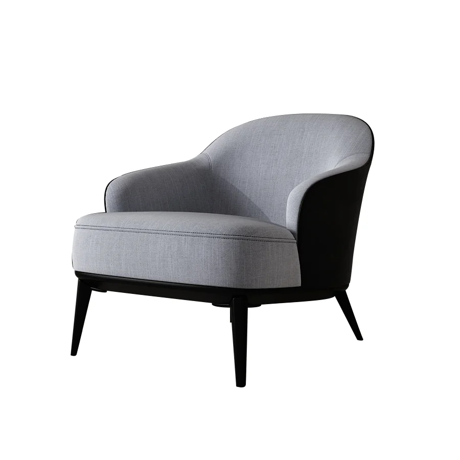 2022 Hotel Living Room Leather With Fabric Chairs Sofa Leisure Nordic Single Leather Leisure Chair