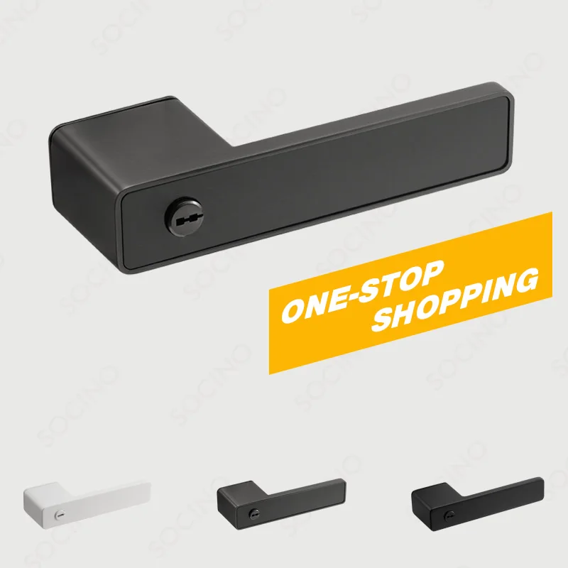 High Standard  Interior Bedroom Privacy Access Mute Grey Wooden Door Zinc Alloy Minimalist Modern passage Door Lock Handle