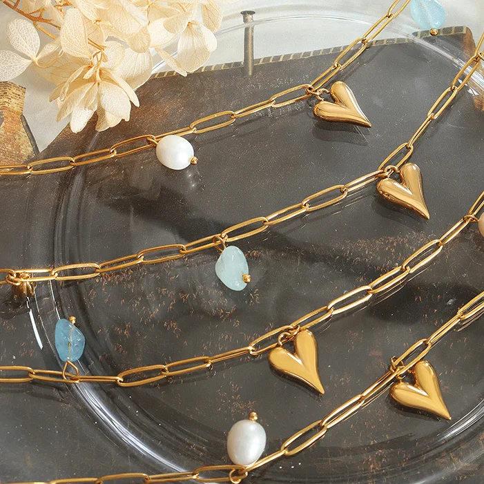 Infinity Heart Locket 18k Gold Women Paper Clip Necklace Stainless Steel