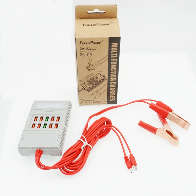 
Portable Car battery Charger 12V/24V 3.1A 10 ports to 5V auto Battery Alligator Clip charger auto battery accessories 