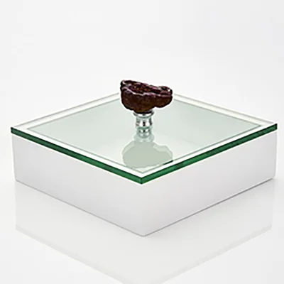 Customized Handmade Home Decoration Mirror Glass Jewelry Display Agate Handle Mother Of Pearl Box