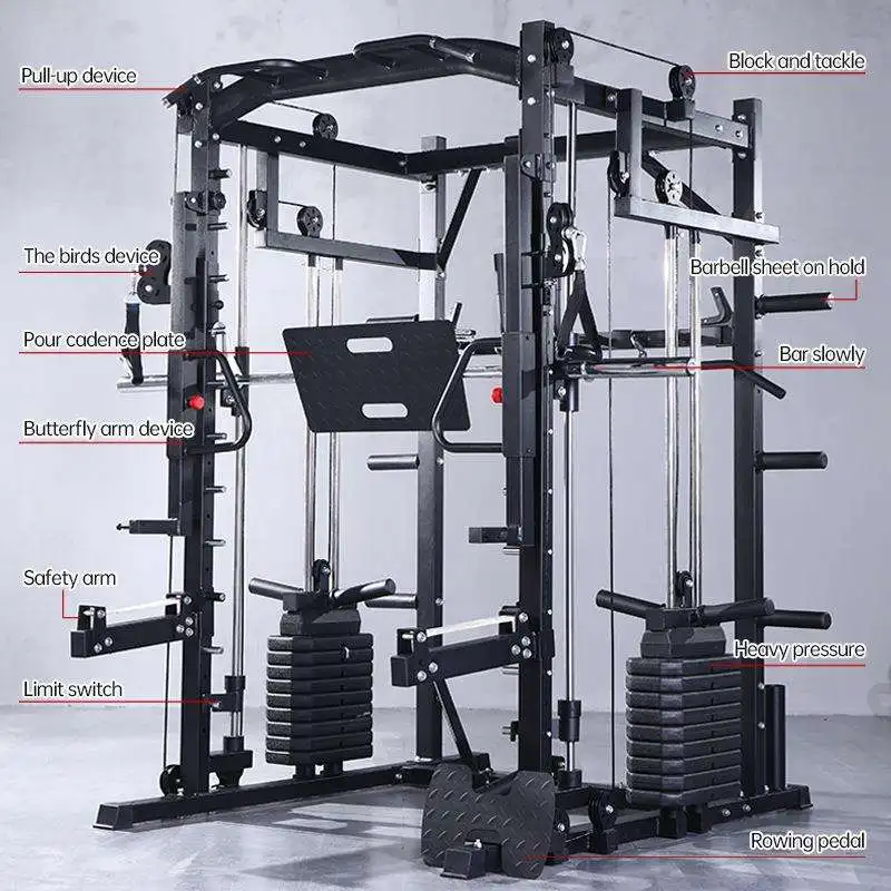 Dinuo OEM/ODM Multi functional Trainer Smith Machine Station Home Using Gym Half Cage Power Rack