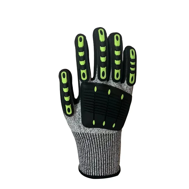 UT ANSI CUT A5 TPR Hppe Pu Palm Coated 5 Cut Resistant Gloves Anti Impact Safety Work Gloves Anti Vibration Oil-proof Gloves
