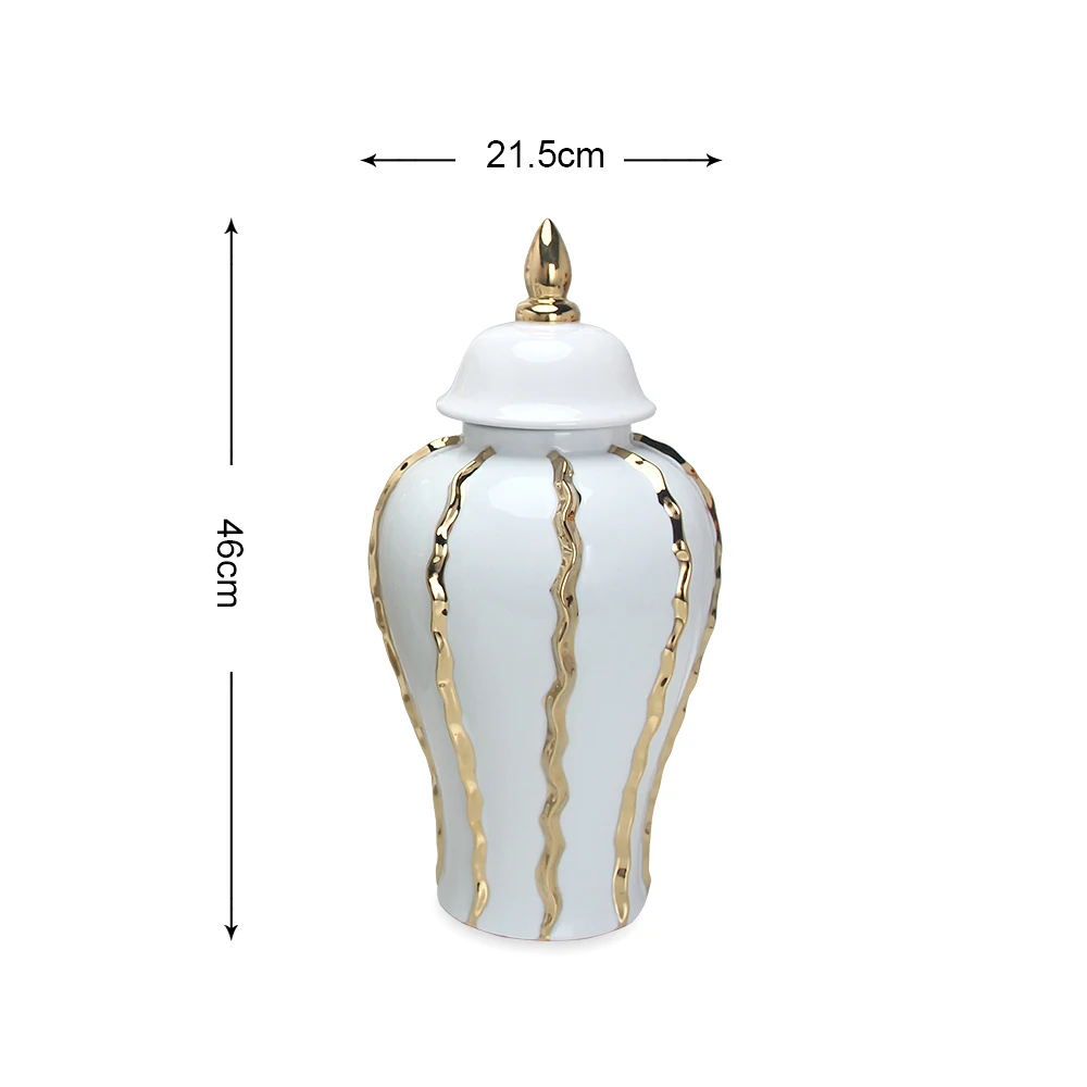 J200 ceramic gold and white ginger jar porcelain tabletop jar home decor porcelain sets