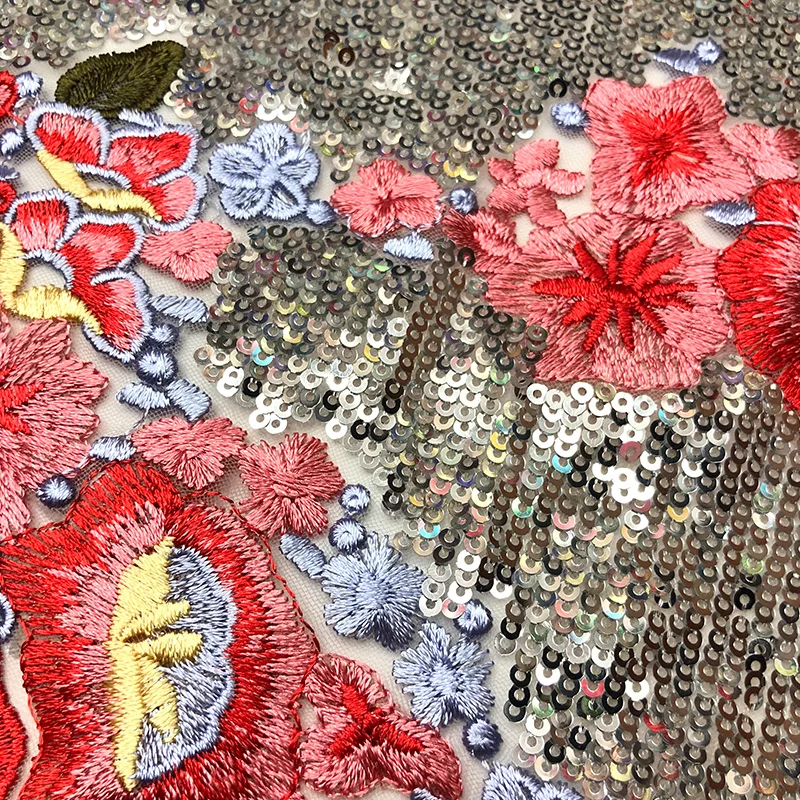 Factory wholesale 2021 new wear-resistant lace embroidery temperament cheongsam dress sequin fabric clothing material