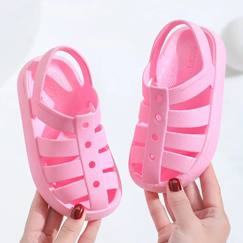 Summer Children Kids Sandals Toddler Girls Soft Casual Shoes Kid Candy PVC Beach Shoes Children Roman White Black sandalias