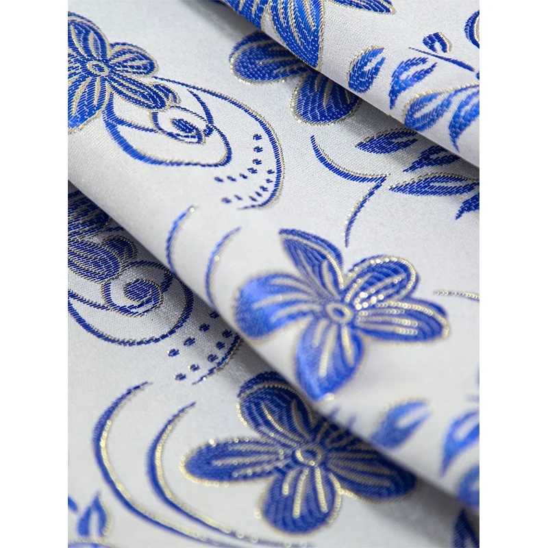 Multi-color luxury design jacquard window curtain panel with attached waterfall valance taffeta backing included for home