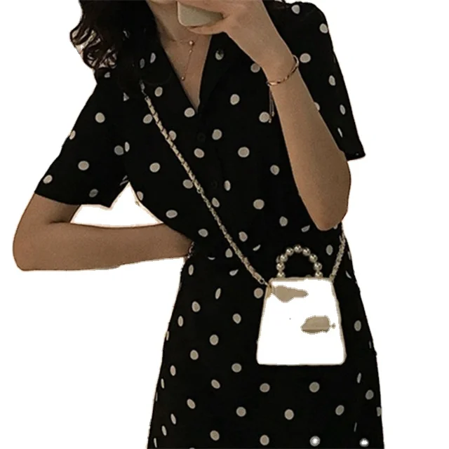 New spring and summer big dot printed 2cm plain weave30S rayon weft bamboo fashion dress fabric