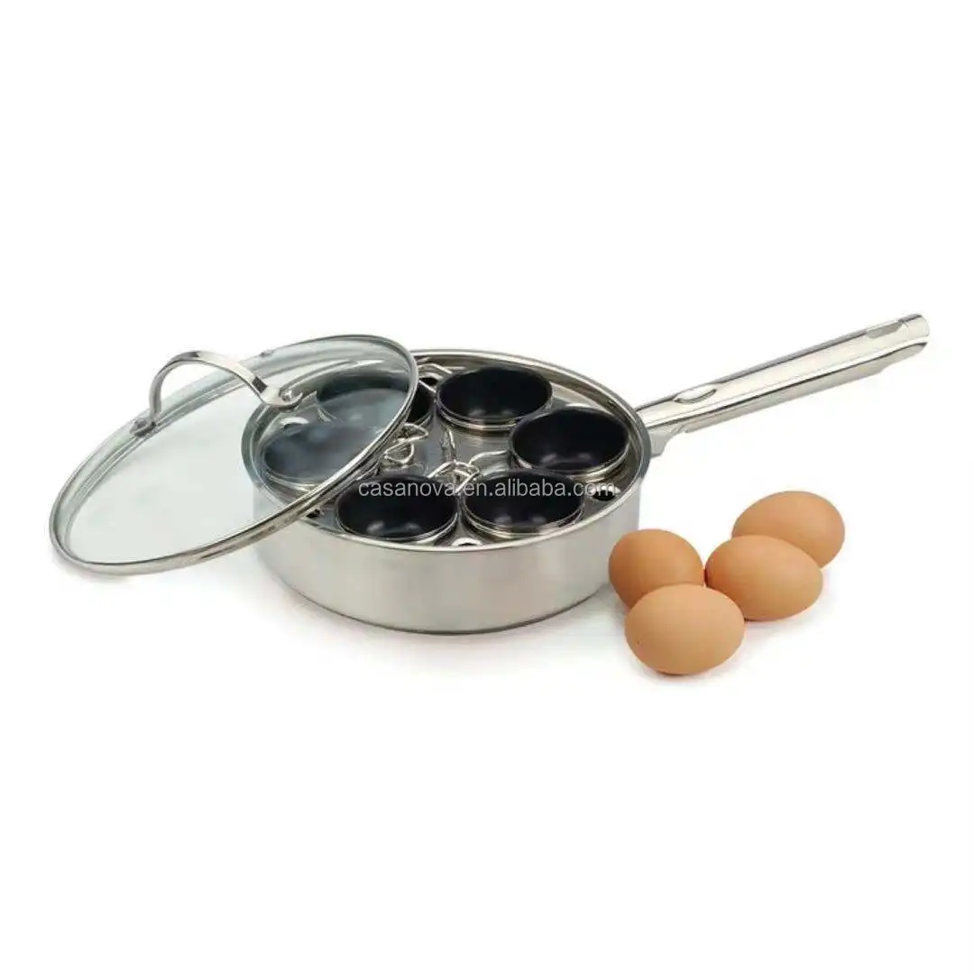 Induction 6 Egg Poacher Pan 304 Stainless Steel