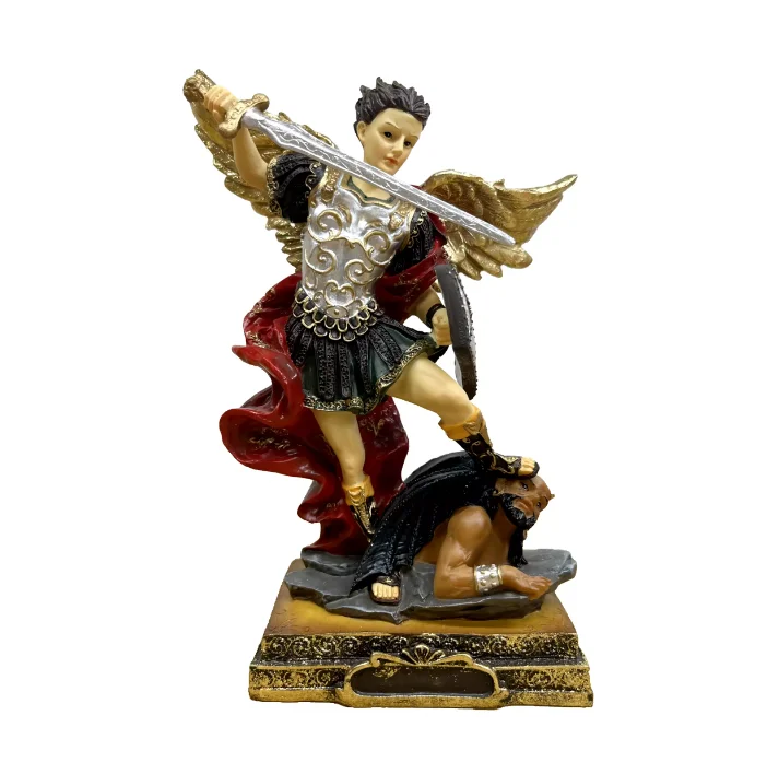 Factory wholesale catholic religious statues resin decor Multi-size Estatua San Miguel St Michael Archangel Statue