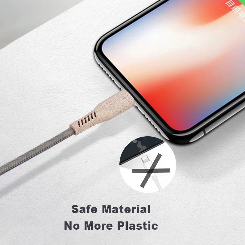 Eco-friendly materials Biodegradable Type C to Type C Cable Wheat Straw Mobile Phone Charger Eco Friendly C Type USB Data Cable