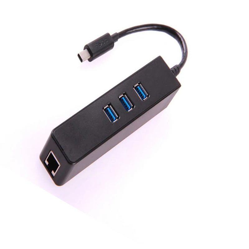 USB 3.1 Type C to 3 Ports USB 3.0 Hub with Rj45 Type-C to USB 3.0X3+RJ45 Adapter
