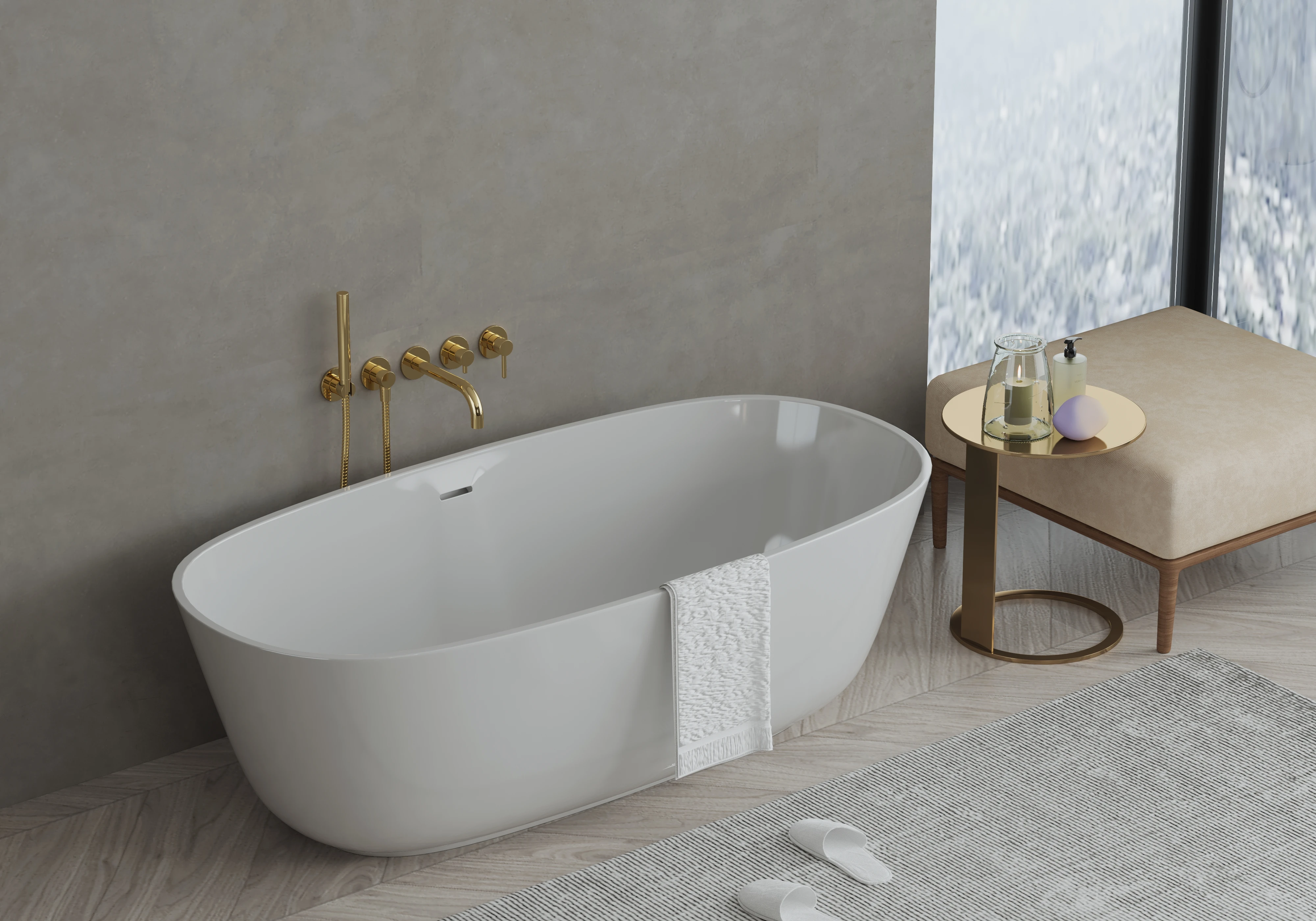 Wall mounted 5-holes dual handles bathtub and shower Faucet bath tubs and showers luxury bathroom