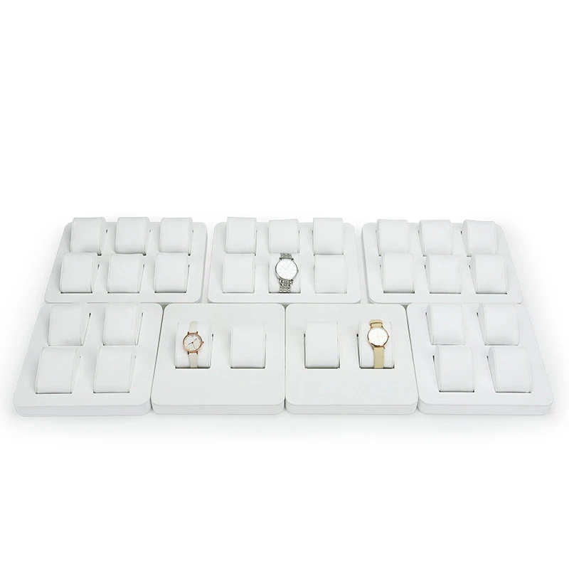 SUNDO High Quality Leather Watch Tray Organizer Storage Custom Velvet Stackable Watch Tray