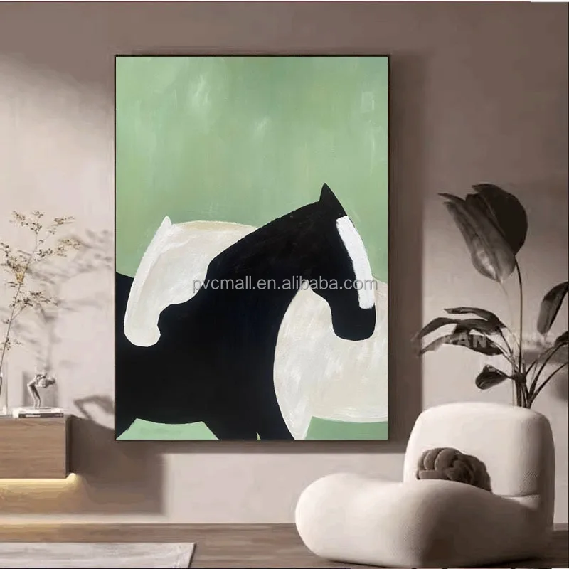 Modern 100% Hand Painted Beautiful Animal Horse Decor 2024 Original Oil Painting Horses With Frame for Living Room On Sale