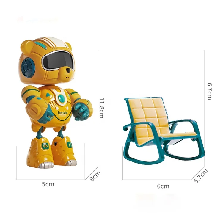 ITTL Clock Bear Toy Interesting Funny Alloy Alarm Clock Robot with Light Chair