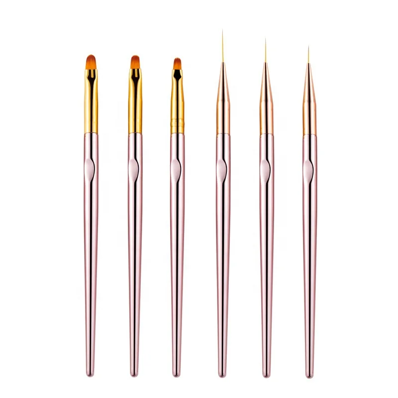 Miyaup rose gold beauty nail liner brush set 6 pcs/set round head nail decor fashion Korea style phototherapy pen brush