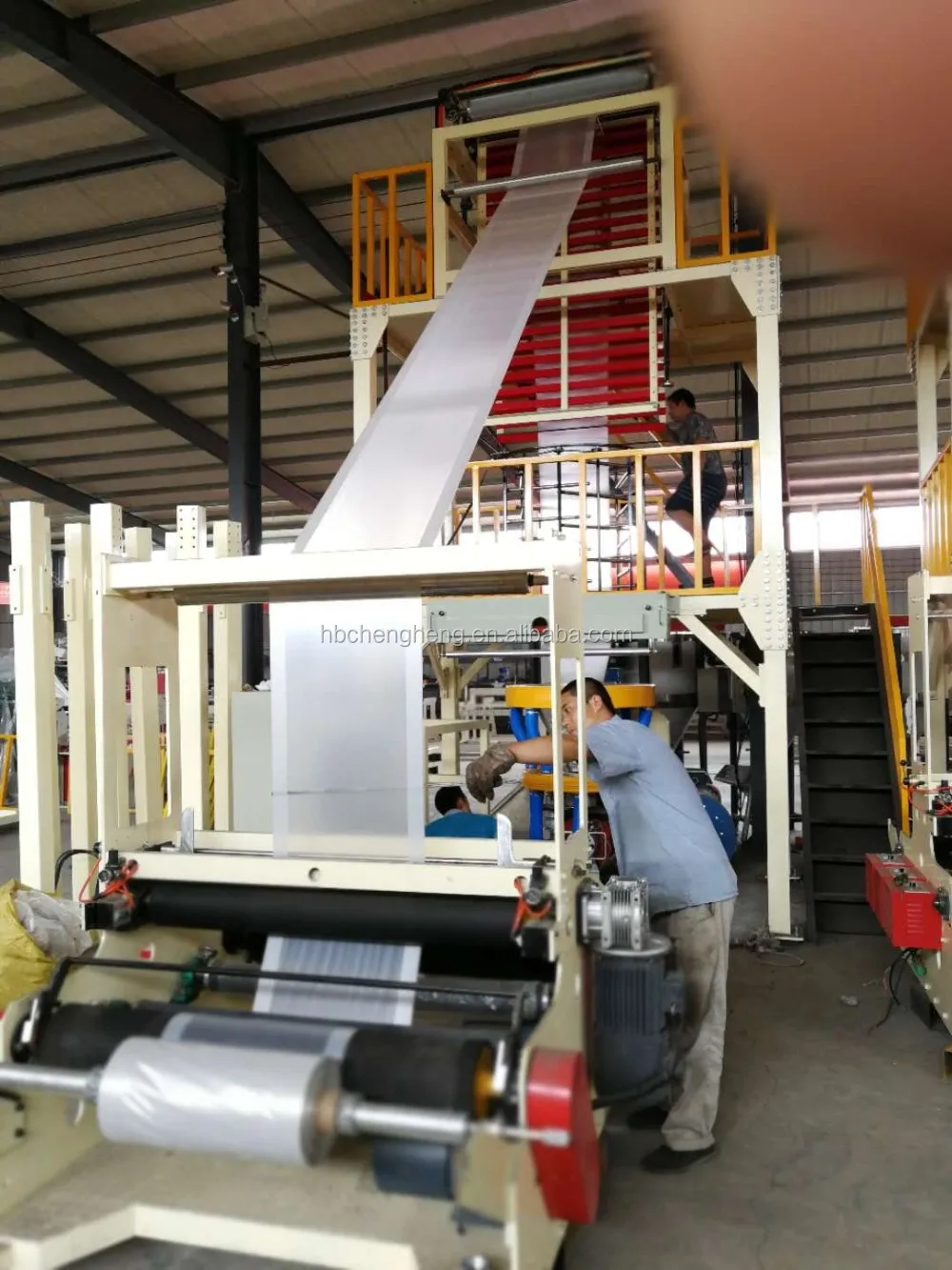 ABA 3 Layer Down Rotary Die Head Sachet Pouch LD HD Plastic Bag Film Blowing Machine Extruder