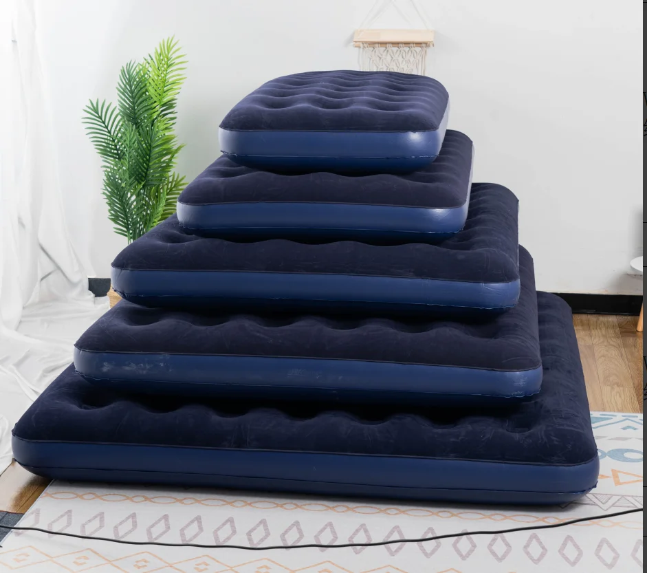 Factory Air Bed Twin Full King Size PVC Inflatable Mattress With Built In Pump Flocking Mattress  for camping Outdoor and indoor