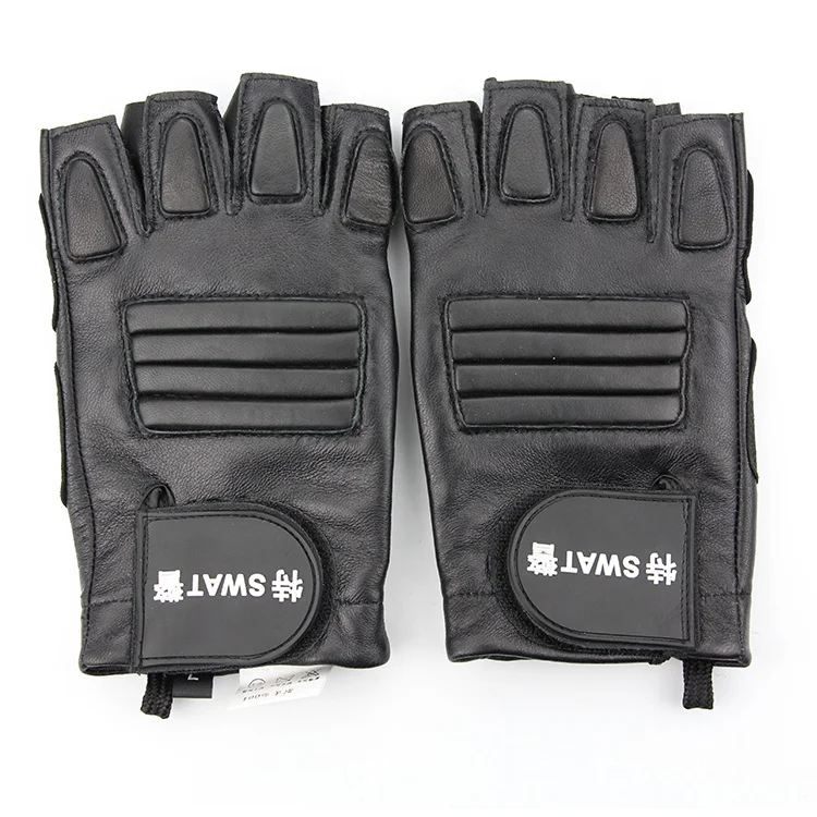 
Genuine leather Man Tactical half finger Gloves Army Sport Riding Hunting outdoor Senior military sheepskin Fiting Gloves 