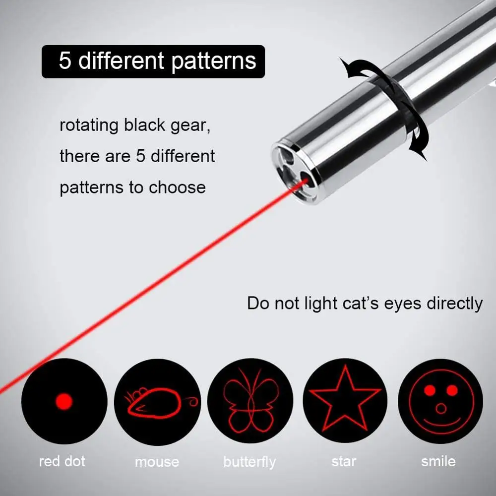 
USB Rechargeable Cat Laser Pointer Toys Interactive Laser LED Light Toy PET Toys Eco-friendly Stocked Stainless Steel 