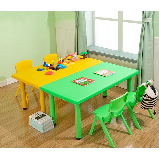 Non-Slip Durable Furniture Stacked Design Kindergarten Commercial Environmental Protection PVC Material Colorful Desk And Chair