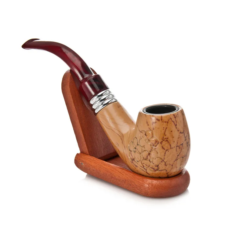 Wholesale  Brown Resin Smoking Pipe Handcrafted Short Traditional Classic Pattern Engraved Wooden Smoking Pipes