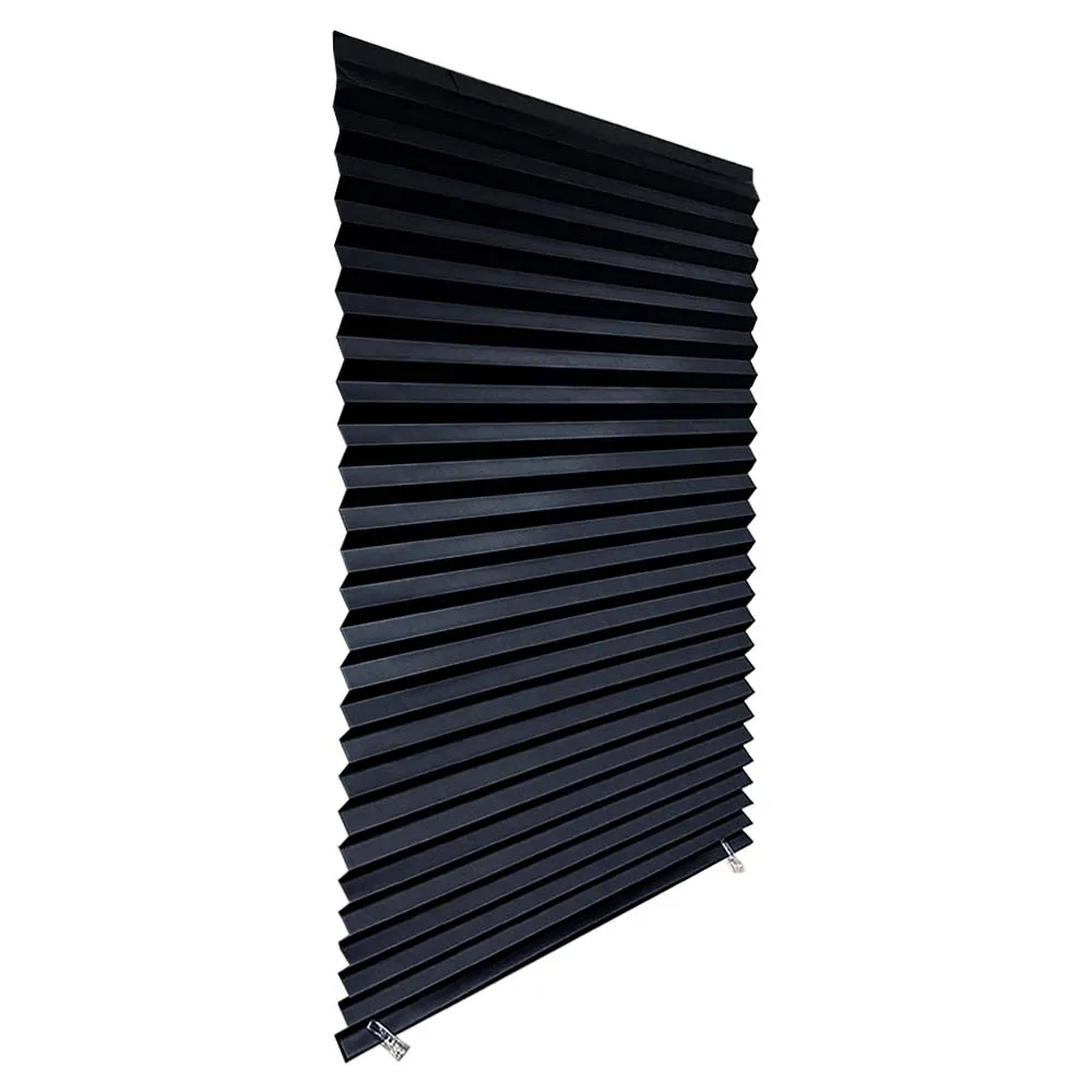 Adhesive Temporary Pleated Shades Blackout Paper Pleated Blinds No Drill No Tools Cordless Shades for Indoor Cut to Size