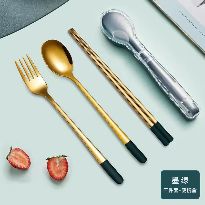 304 Tableware Set Guitar Travel Portable Restaurant Spoons Forks Knives Stainless Steel Cutlery Set Gold Flatware