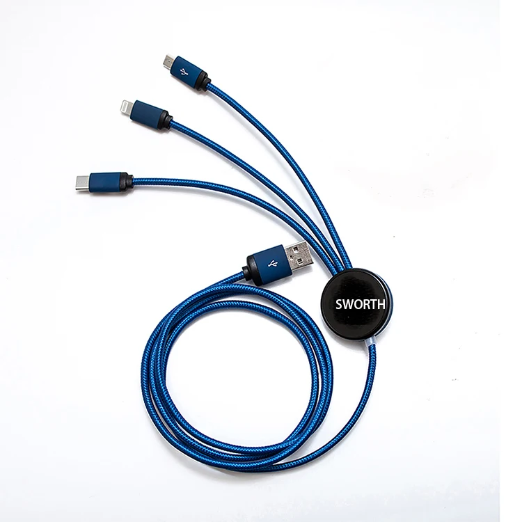 wholesale phone charger 5v to 12v usb cable 3 in 1 led light