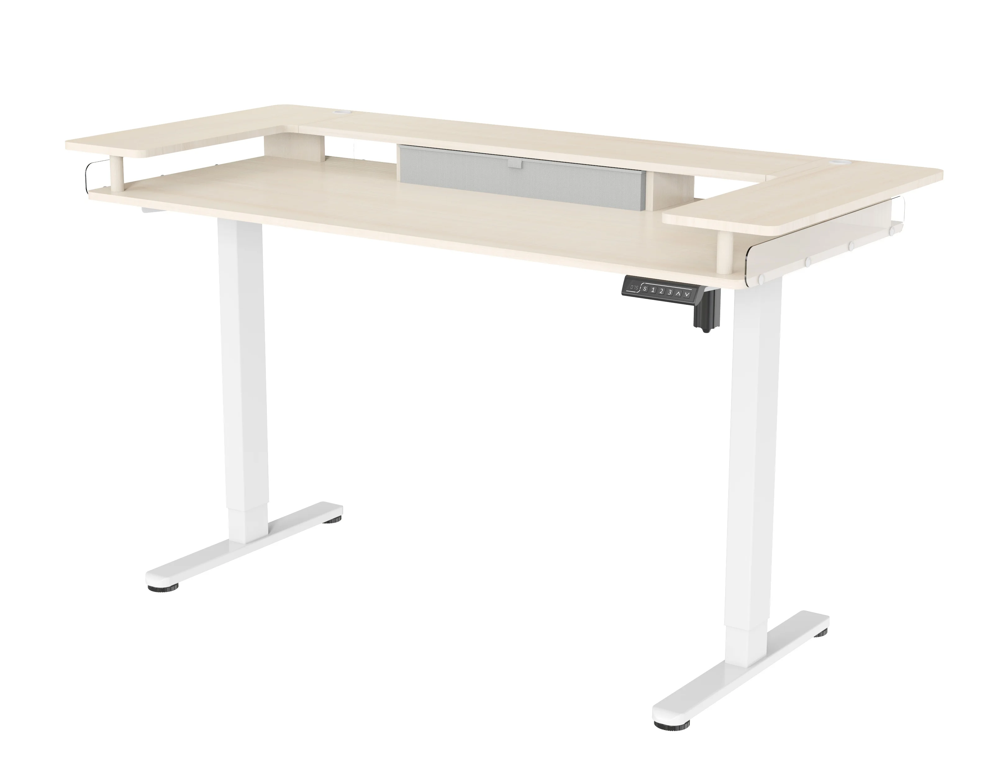 V-mounts Electric wooden desk with fabric drawer and U-shaped desktop for home office use VM-JSD5-02-ZW-U