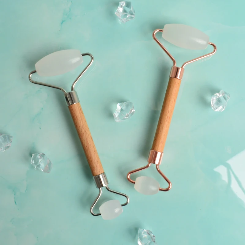 
Wholesale custom amazon hot sale natural facial roller massager jade Wooden pole 