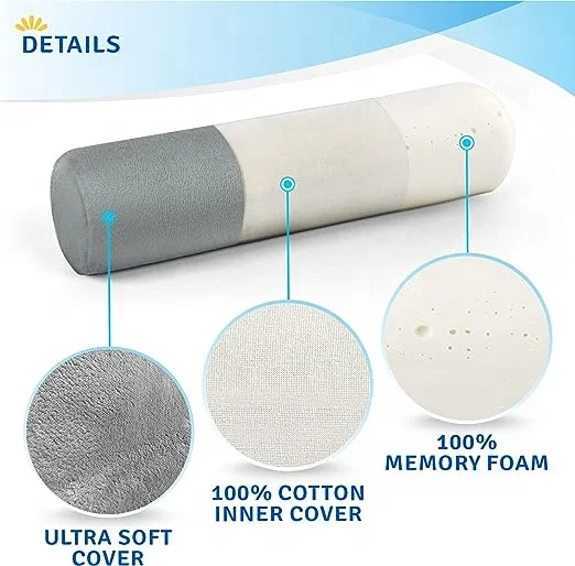 Cylinder Round Pillow for Pain Relief | Memory Foam Cervical Neck Roll Pillow for Sleeping Support with Removable Washable Cover