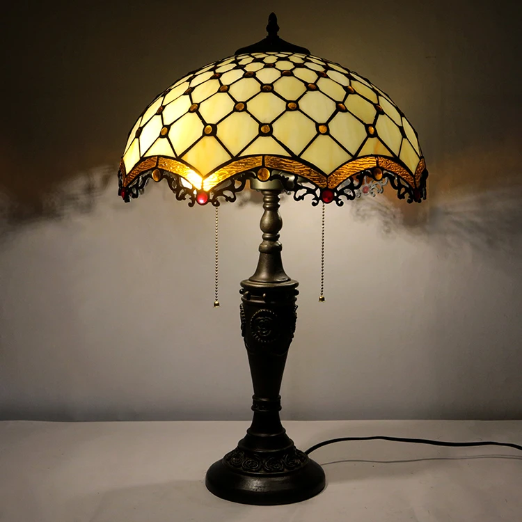 LongHuiJing Tiffany style stained glass table lamp 16Inch lampshade dragonfly LED E27 bulb decor desk lights