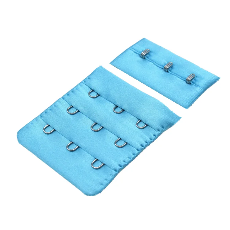 Blue satin fabric bra hook and eye tape bra extender straps bra extender 3 hooks with good price