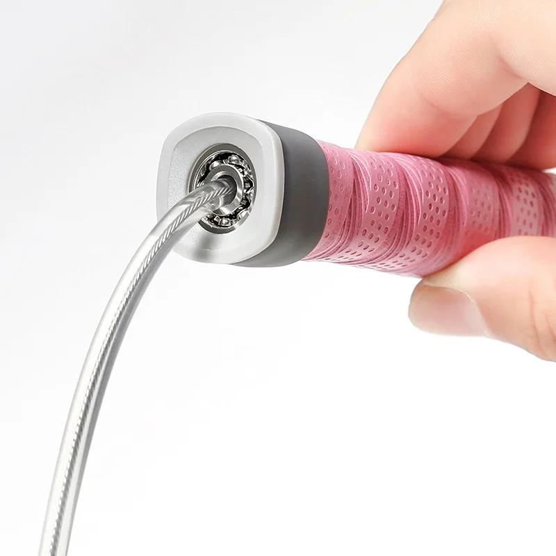 CHENGMO SPORTS High Quality Adjustable Speed Beaded WeightedJump Rope Steel Wire Rope Skipping with Sweat Absorbing Tape