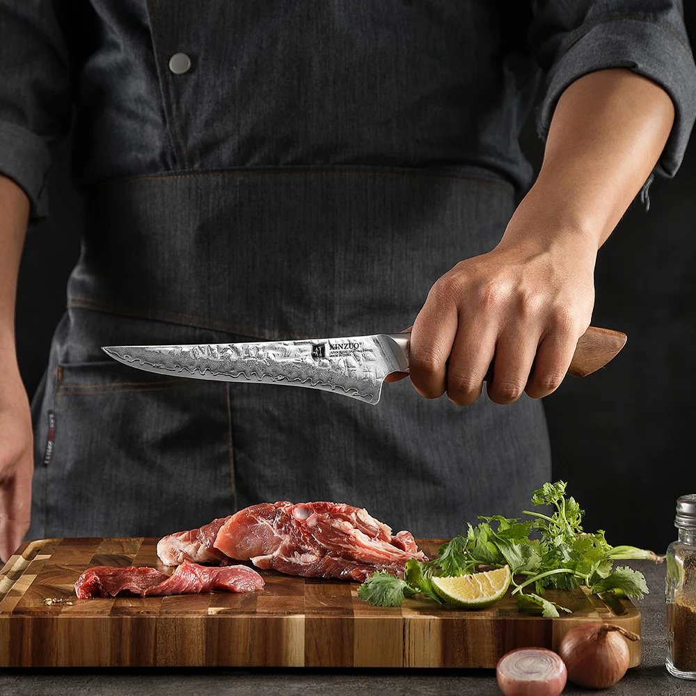 New Hammered 67 Layers AUS10 Damascus Steel Walnut Wood Handle Japanese Kitchen Boning Knife 6 inch