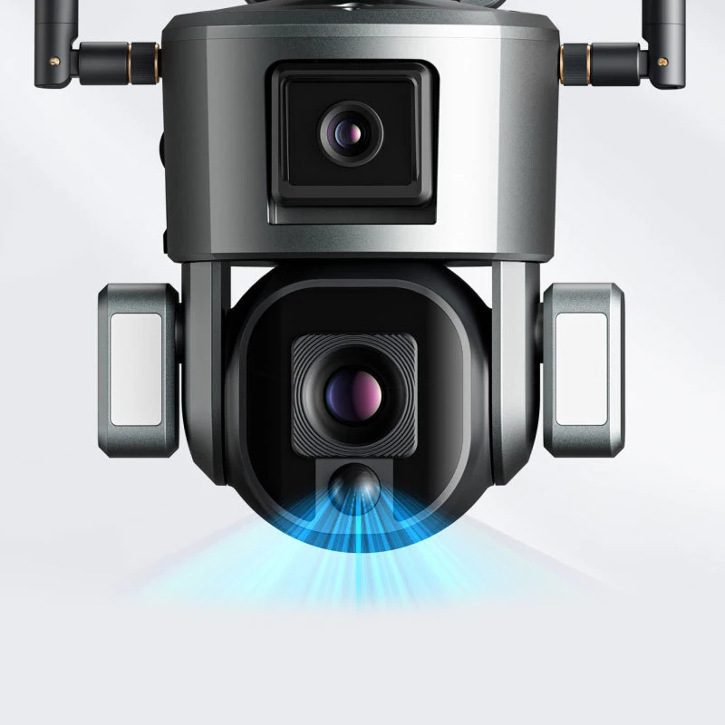 4G 4K Solar Panel PTZ Dome Camera Outdoor WiFi Camera CCTV Dual Lens Wireless Outdoor Security Camera Color Night Vision /