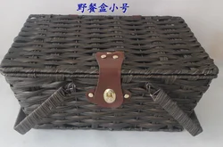 Gemmaart Wicker Picnic Basket with Wooden Lids Large Picknick Hamper with Handle for Camping Valentine Day Birthday Brown