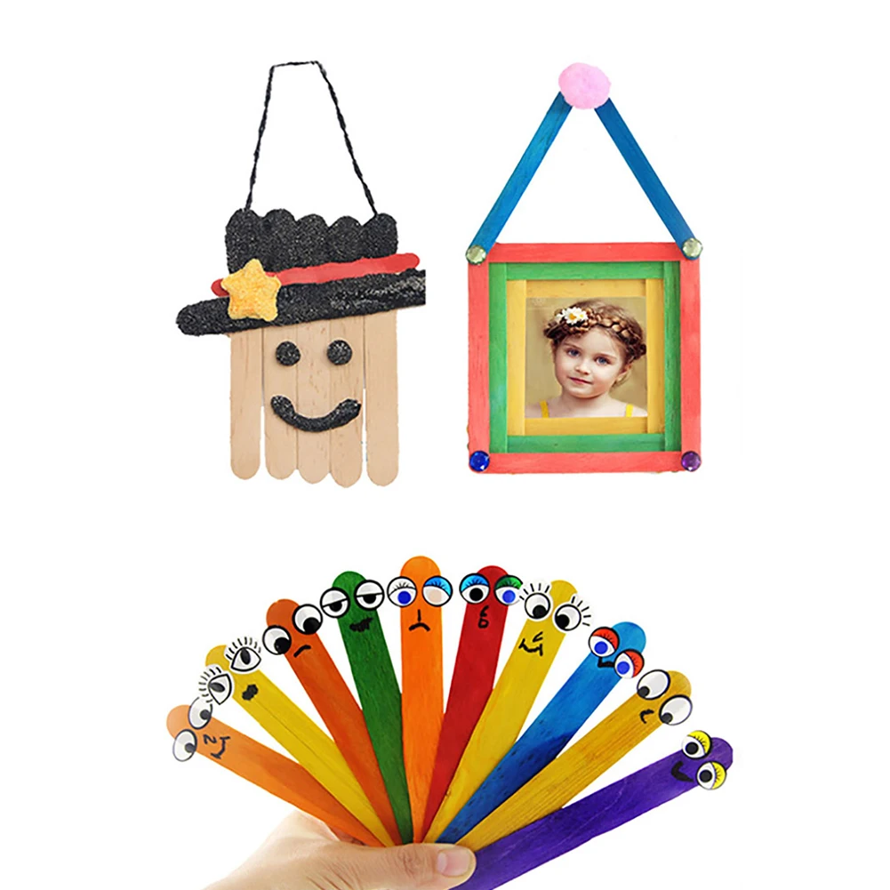 Xieli 4.5Inch Natural Wood Popsicle Sticks Wood Craft Sticks Popsicle Sticks