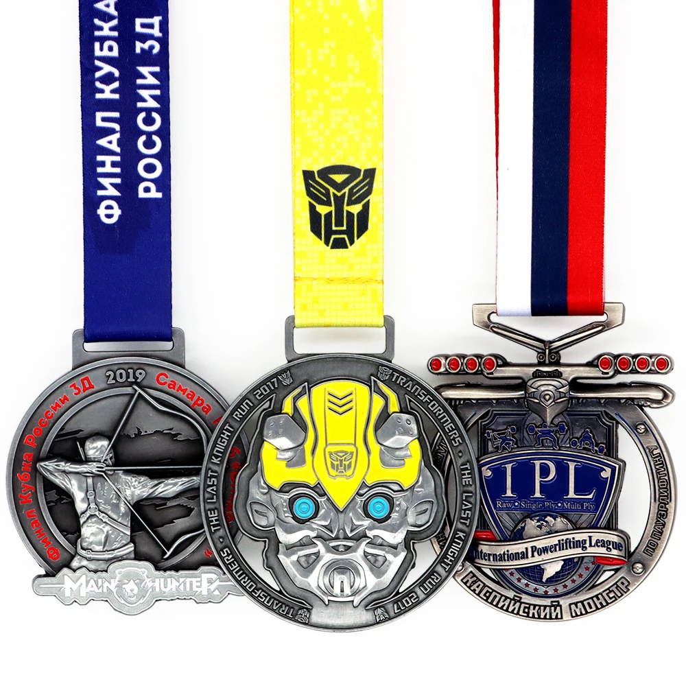 Wholesale OEM Custom Pewter Number Medal And Ribbons
