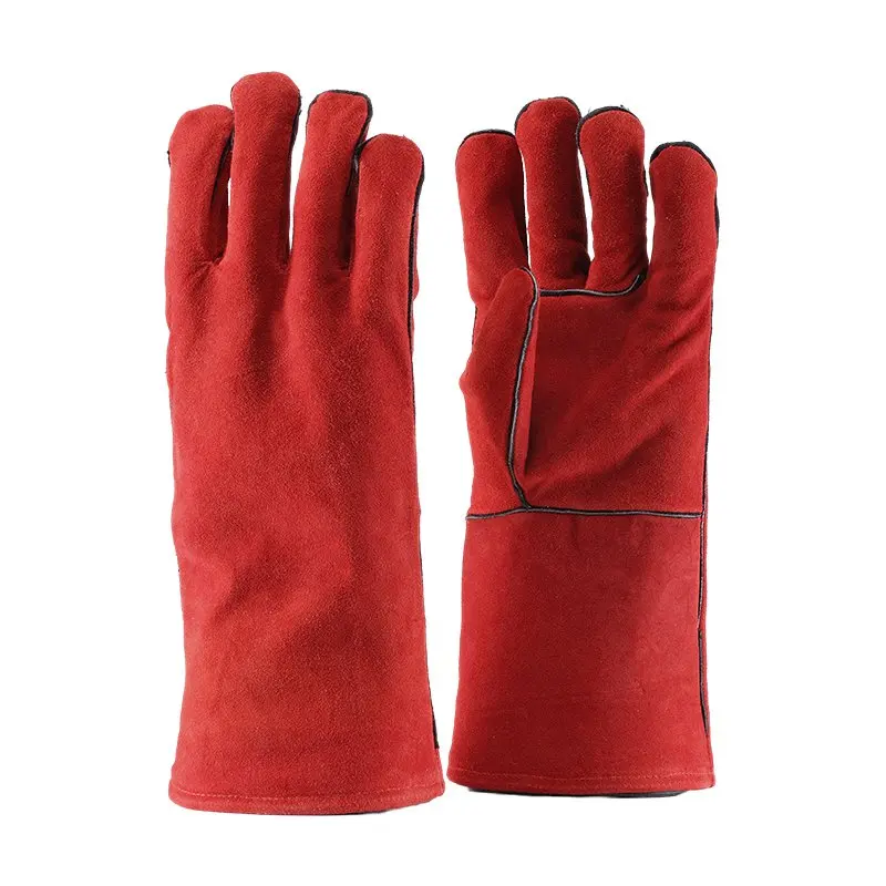 Men Cow Split industrial construction heat resistant safety Work Gloves Cowhide Leather Welding Gloves