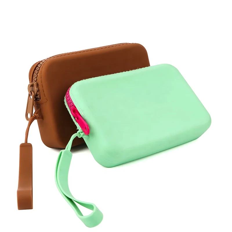 Small Eco Friendly Custom Silicone Zipper Pouch Make Up Bags Silicone Makeup Cosmetic Bag With Logo