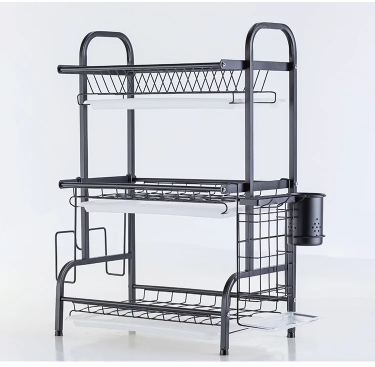 Detachable 3 Tier Stainless Steel Dish Drainer Storage Drying Rack For Kitchen
