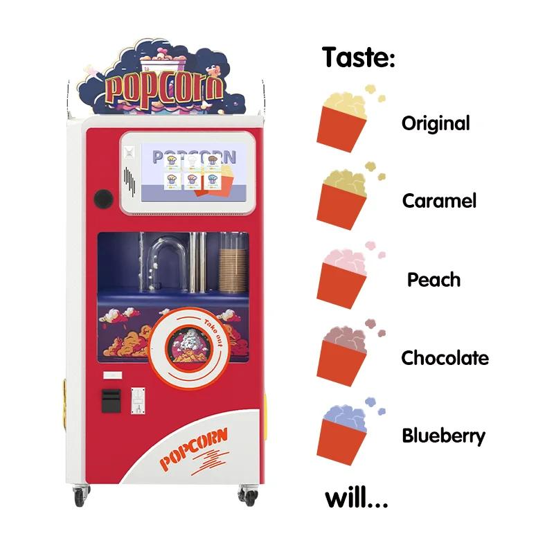Popcorn Vending Machine with 5 Flavored Caramel Popcorn Making Equipment Factory Seller Automatic Popcorn machine