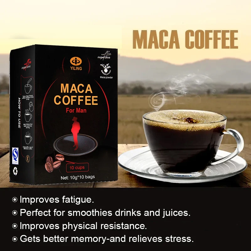 Yiling Maca Man Power Energy Instant Coffee Powder OEM Custom tongkat ali guarana maca coffee
