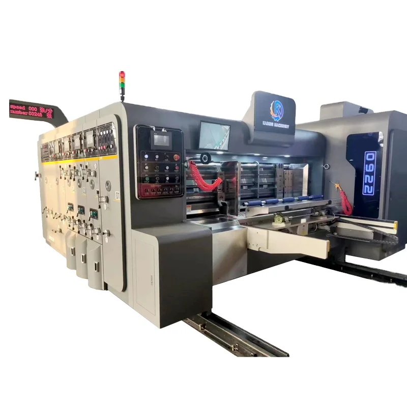 Rotary Slotting Corrugated Box Printing Machine with Rotary Die Cutter And Vibrating Stacking Machine