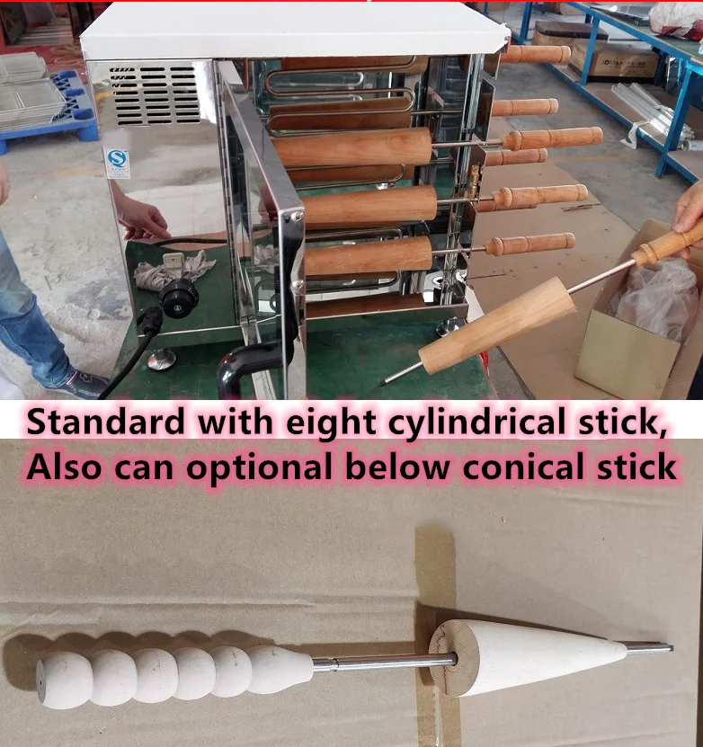 8pc electric automatic bake chimney cake oven kurtos kalacs maker the ceak cak cone roller roll bread grill chimney cake machine